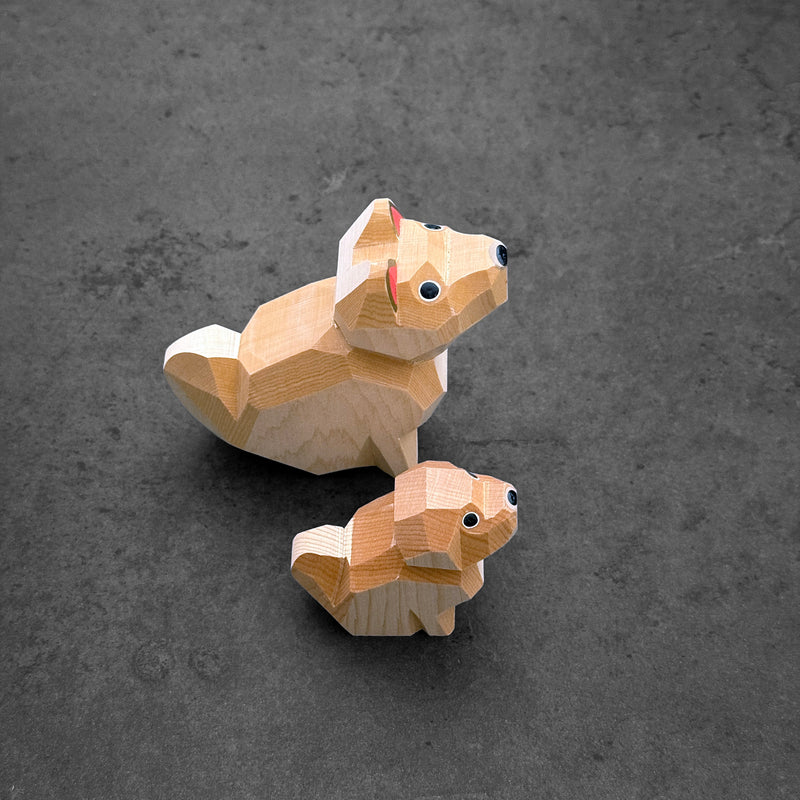 Carved Wooden Dog Pair | Japanese Vintage