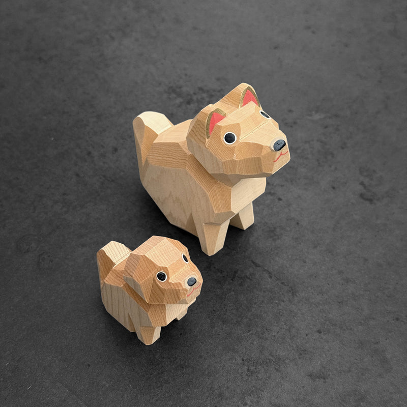 Carved Wooden Dog Pair | Japanese Vintage