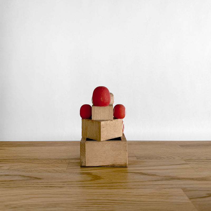 Daruma Tower with Hinoki Masu Base | Japanese Vintage