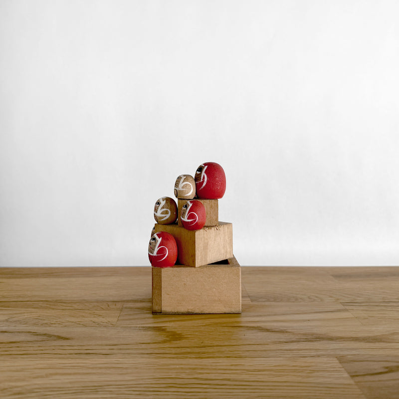 Daruma Tower with Hinoki Masu Base | Japanese Vintage