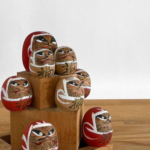 Daruma Tower with Hinoki Masu Base | Japanese Vintage