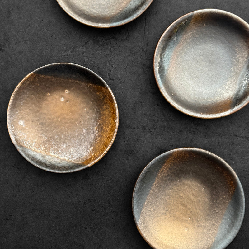Kin obi Mamezara Dish | Handmade Shigaraki Ware