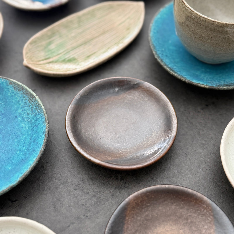 Kin obi Mamezara Dish | Handmade Shigaraki Ware