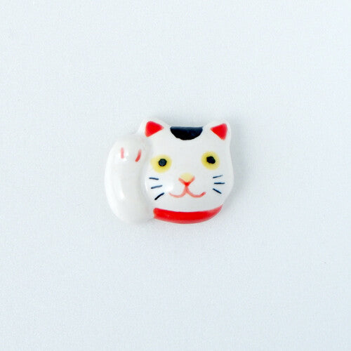 Maneki Neko (Right Hand - Wealth) Inu Ceramic Pin badge