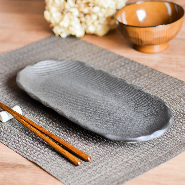 Mino Ware Sushi  Plate  |  Black