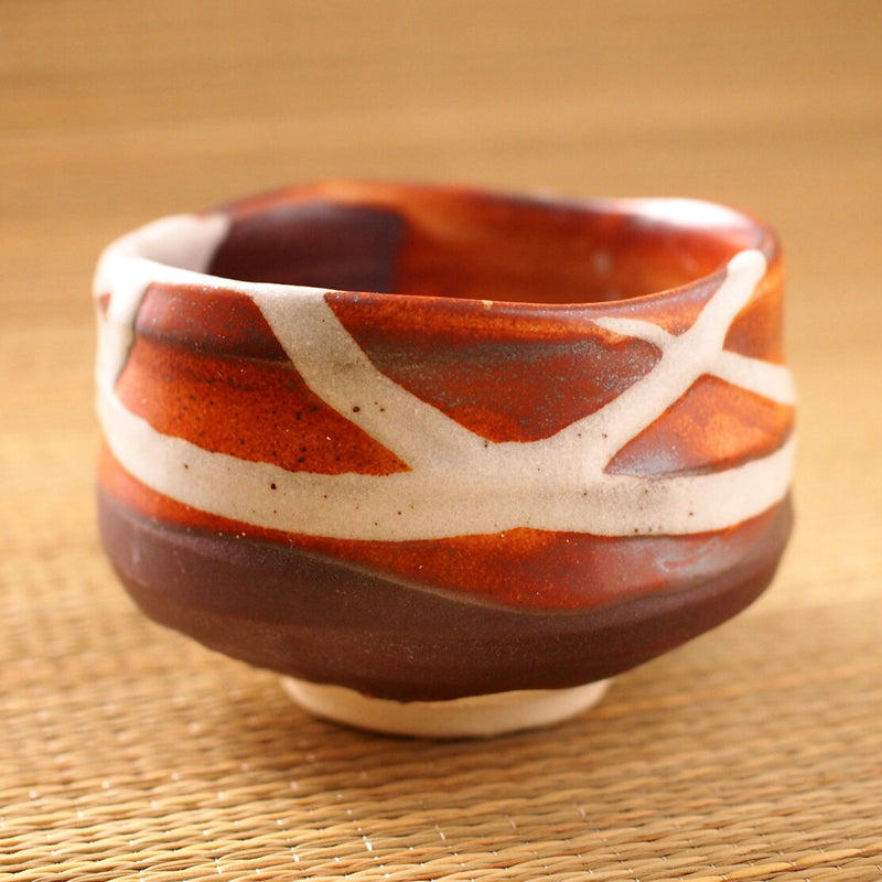 Minoyaki Red Matcha Bowl