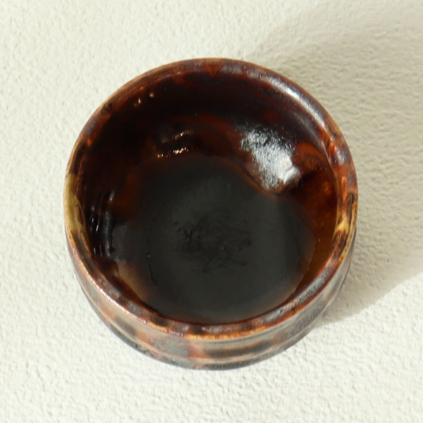 Minoyaki sake cup | glazed rusty brown