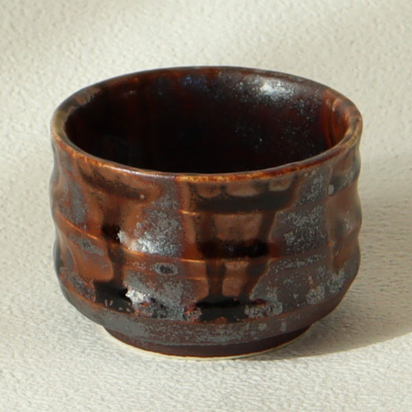 Minoyaki sake cup | glazed rusty brown