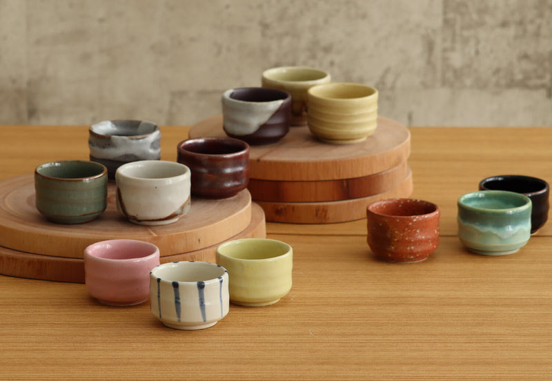Minoyaki sake cup | yellow glazed mat