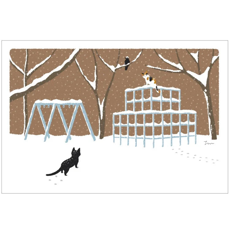 Tabineko Postcard with cats in Japan | winter