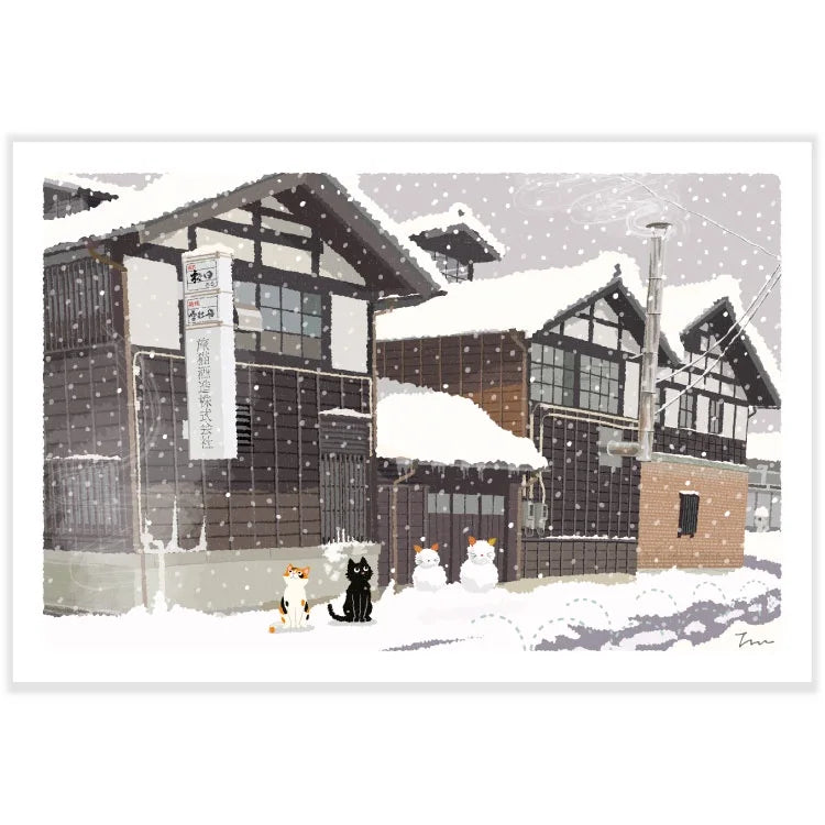 Tabineko Postcard with cats in Japan | winter