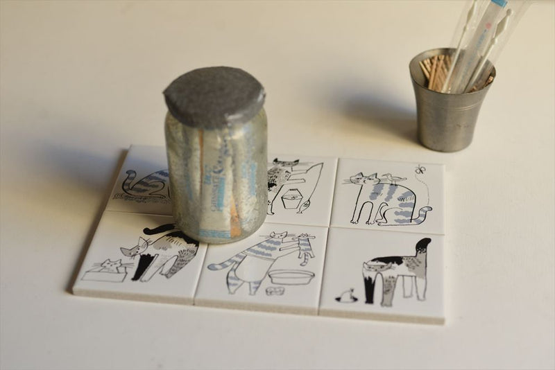 TORANEKO BON BON  Printed Tile (Mole and Cat)