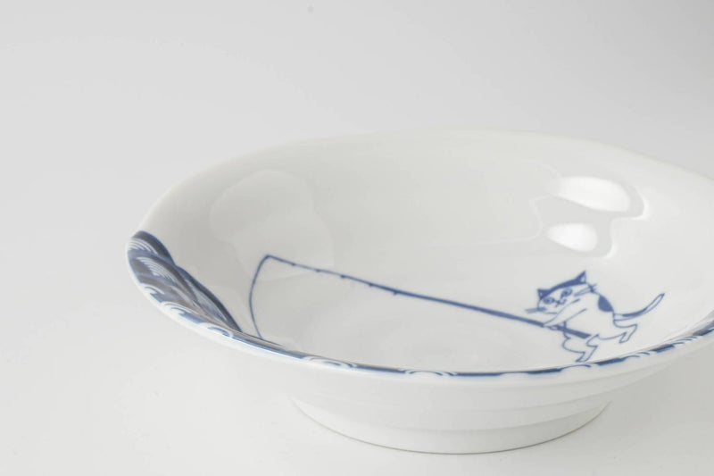 SHICHITA Cat 16.5cm Shallow Bowl – Seikaiha