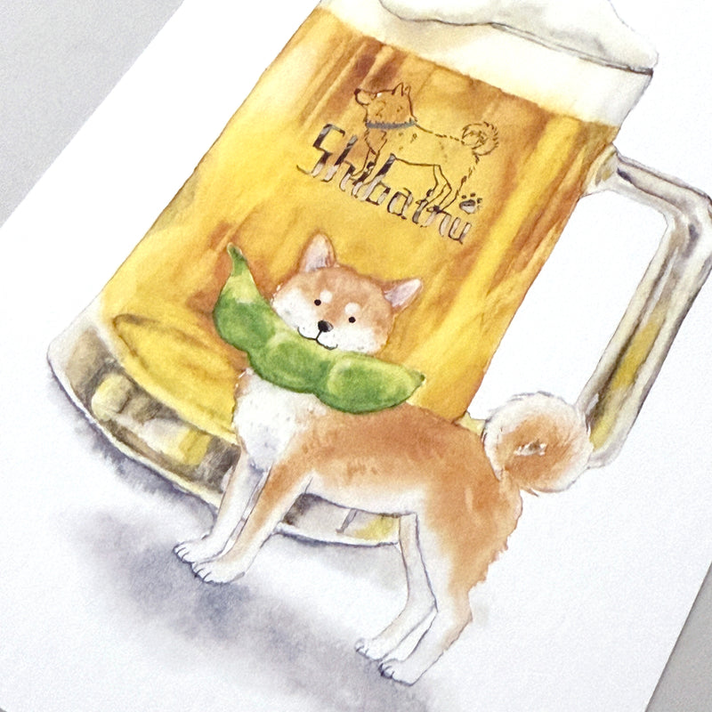 Shiba Beer & Edamame Post card