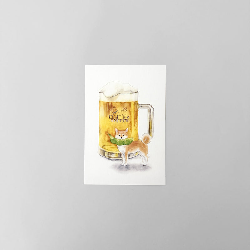 Shiba Beer & Edamame Post card