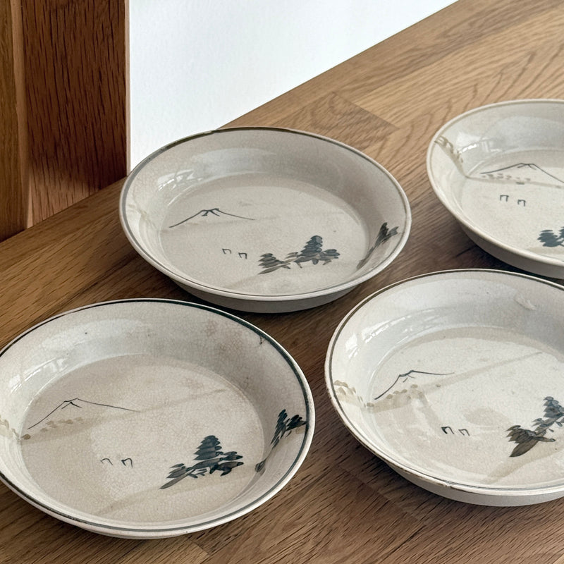 Vintage Hand-Painted Landscape Dish | Japanese Vintage
