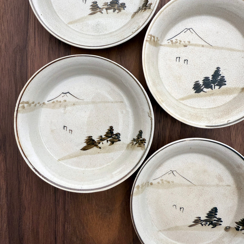 Vintage Hand-Painted Landscape Dish | Japanese Vintage