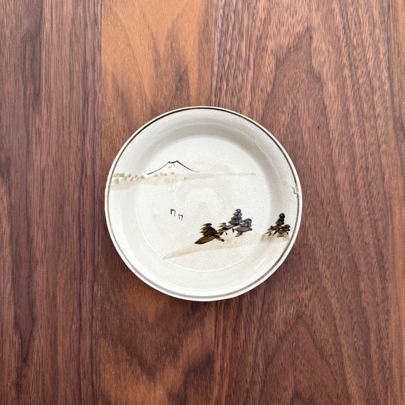Vintage Hand-Painted Landscape Dish | Japanese Vintage