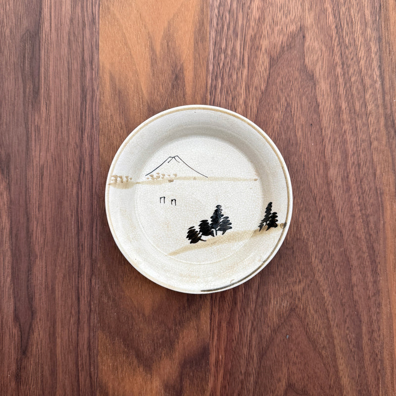 Vintage Hand-Painted Landscape Dish | Japanese Vintage