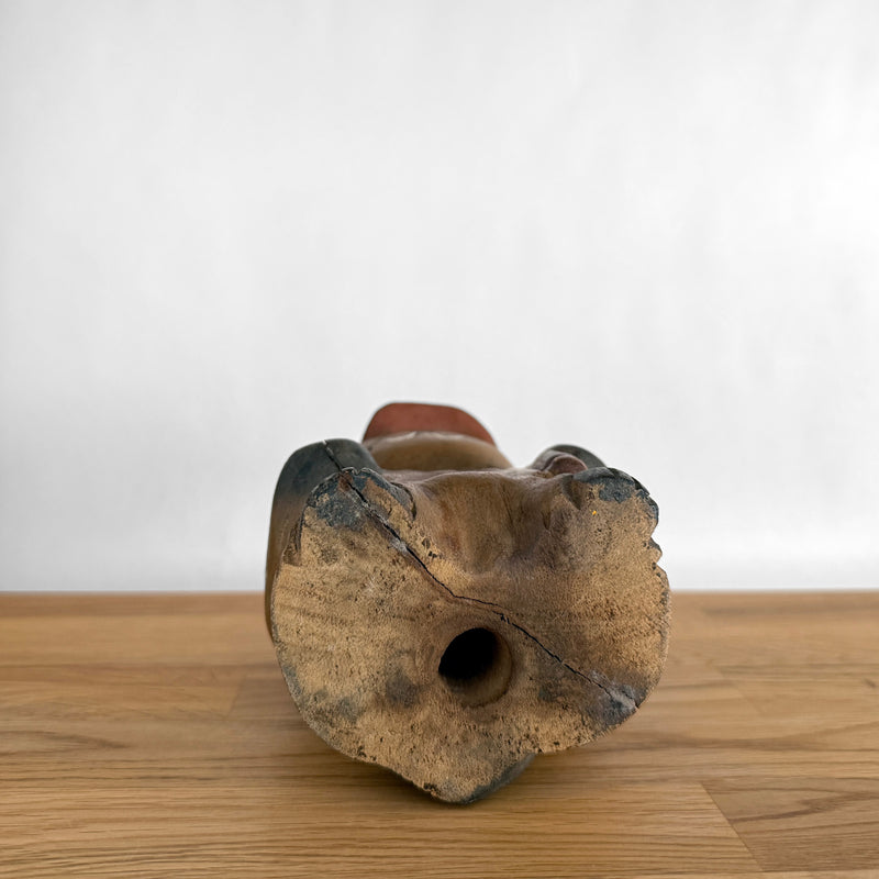 Wooden Baseball Cat Figurine | Japanese Vintage