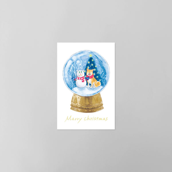 Christmas Snow Globe Post card |  Shiba inu