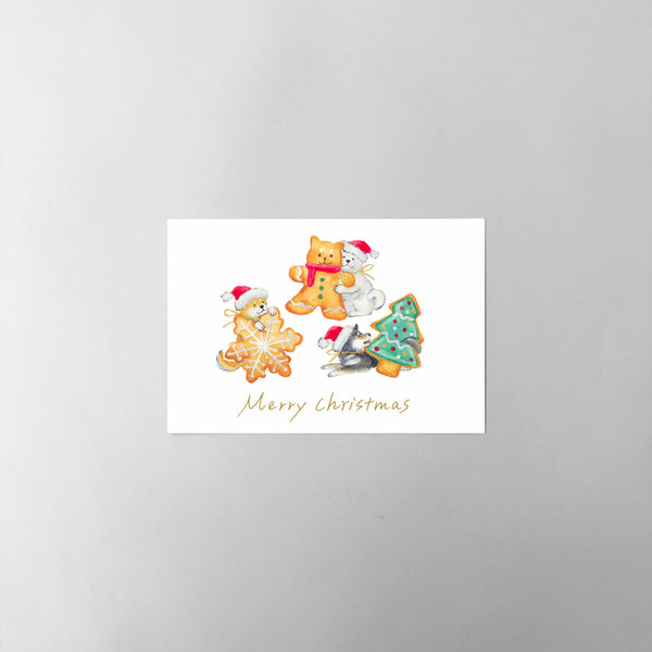 Christmas Cookies & Puppies Post card |  Shiba inu