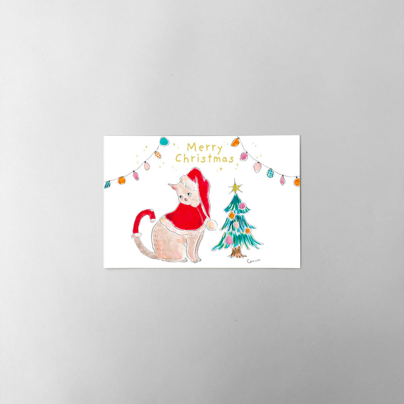Christmas santa gold foil Post card |  TocoRocomogi