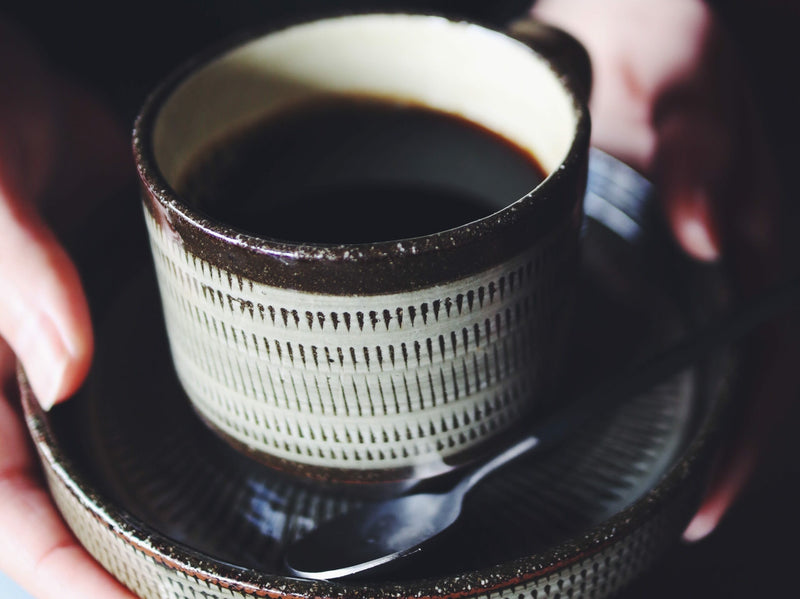 Hasami Ware White Glaze Ripple Coffee Cup & Saucer