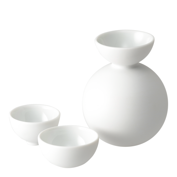 snowman sake bottle and cups | ceramic japan
