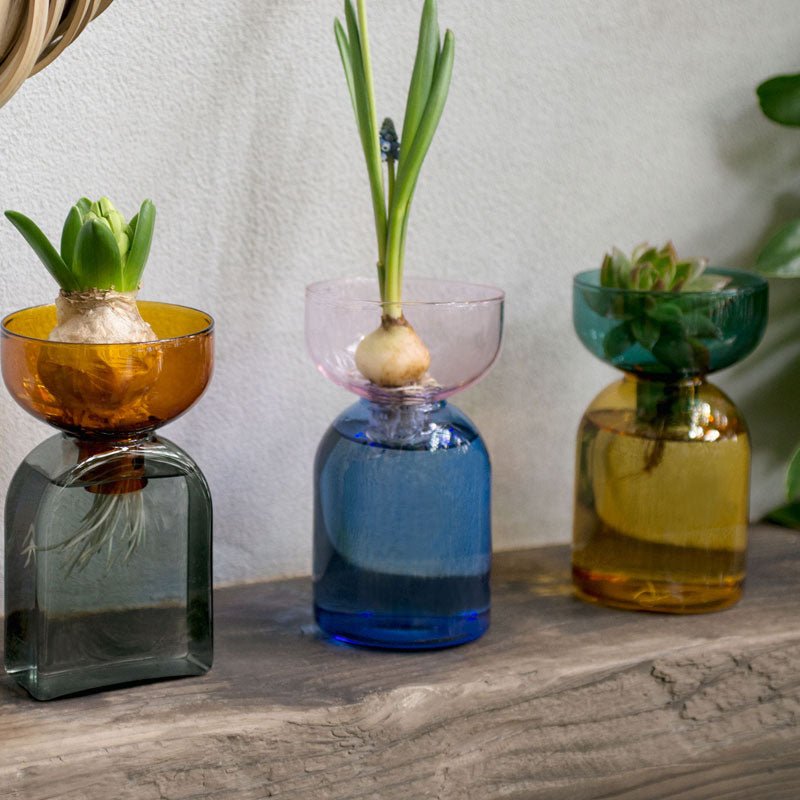 TWO TONE VASE | Square | Amber×Gray