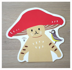 Die cutting Mushroom cat Postcard | Kinoko Neko