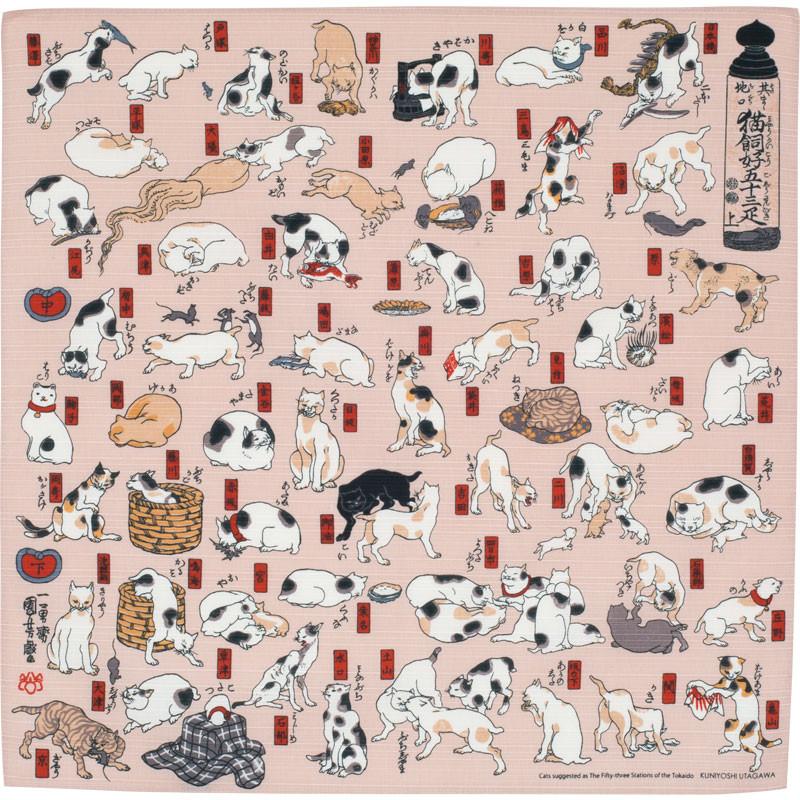 Ukiyo-e | Cats Suggested As The Fifty Three Stations Of The Tokaido Pink