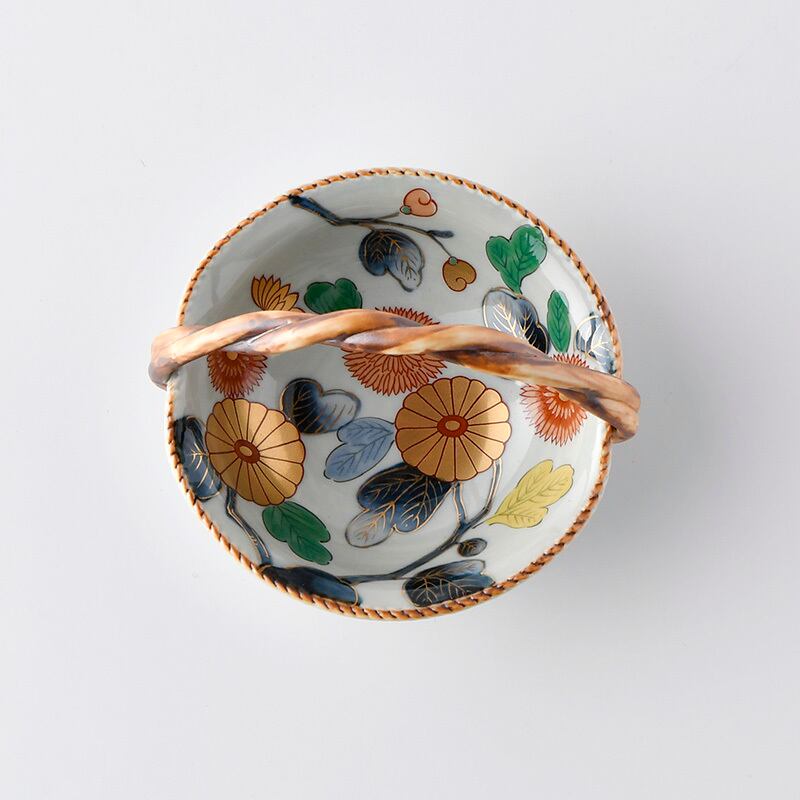 Hand painted chrysanthemum bowl with hand | HASAMI