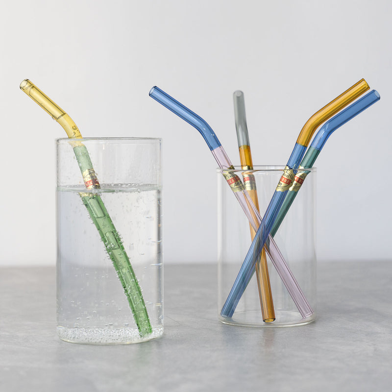 Glass Straw Set - Cobalt Blue