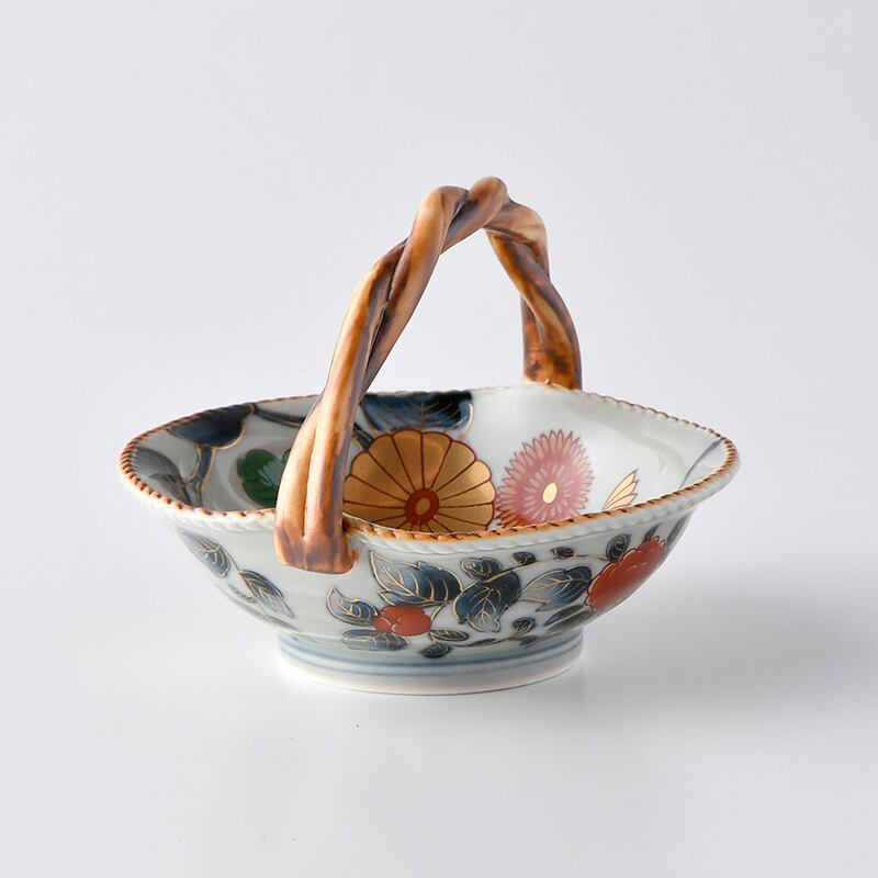 Hand painted chrysanthemum bowl with hand | HASAMI