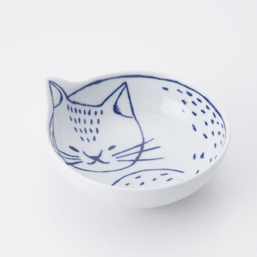 Hasami ware cat bowl 14cm