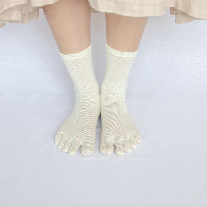 Silk and wool five-toe socks