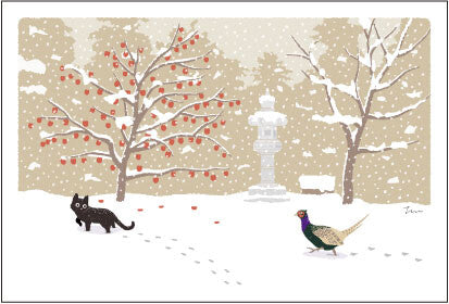 Tabineko Postcard with cats in Japan | winter