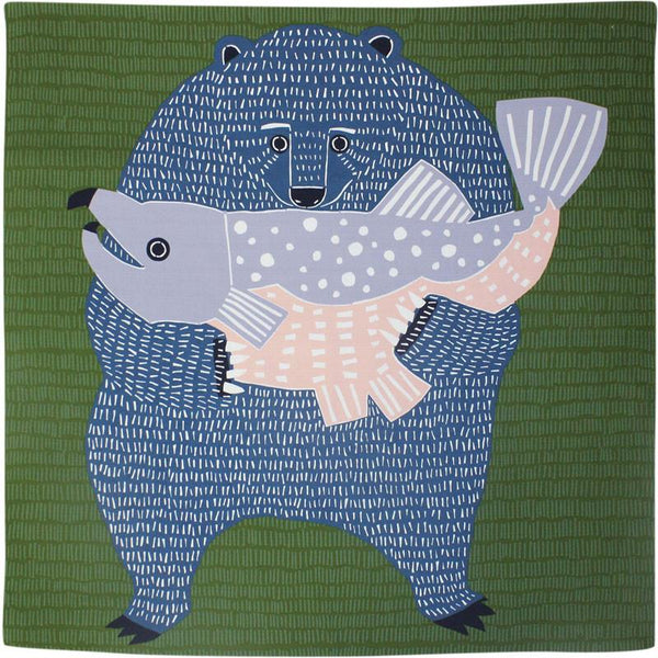 Furoshiki | Bears & Salmon Green | kata kata