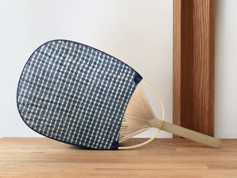 Marugame fan with fabric and paper