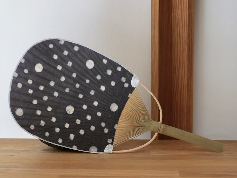 Marugame fan with fabric and paper