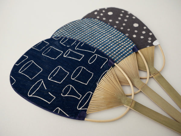 Marugame fan with fabric and paper