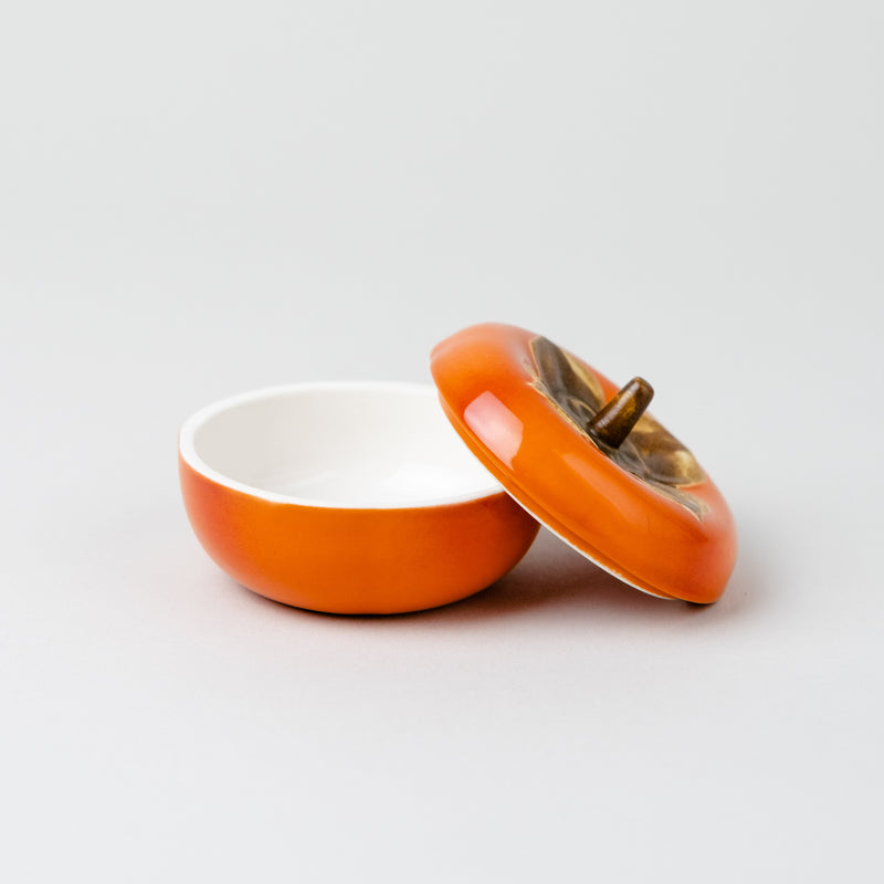 Japanese confectionery porcelain box  | Persimmon