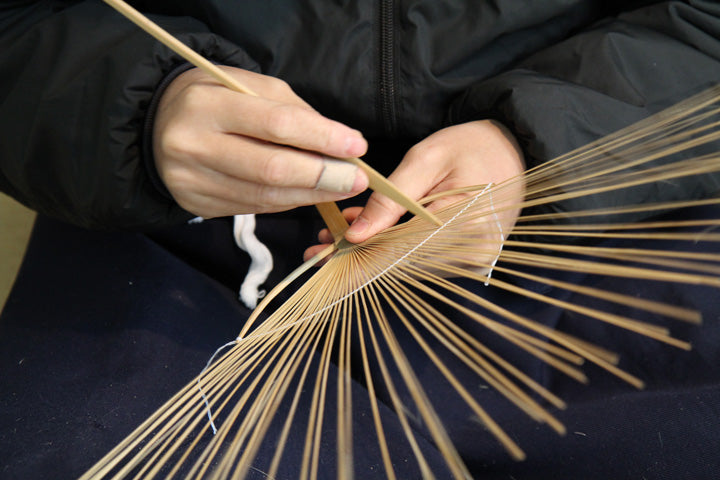 Marugame fan with fabric and paper