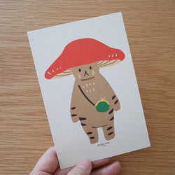 Mushroom cat Postcard | Kinoko Neko