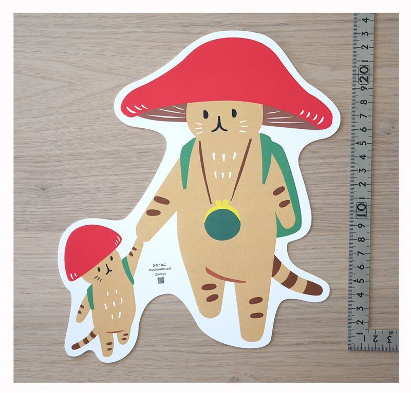 Die cutting Mushroom cat Postcard | Kinoko Neko