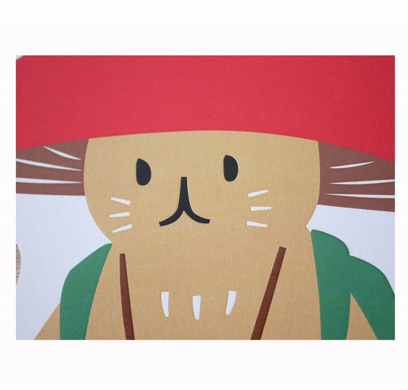 Die cutting Mushroom cat Postcard | Kinoko Neko