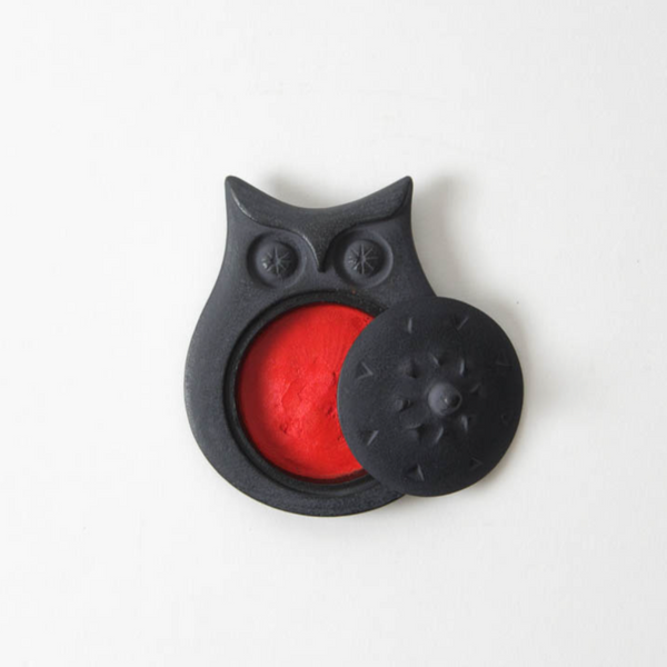 Japanese Owl Vermilion Ink Pad | round black