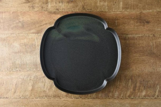 Shallow Plate with Iron Black Glaze
