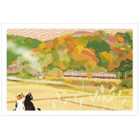 Tabineko Postcard with cats in Japan | autumn